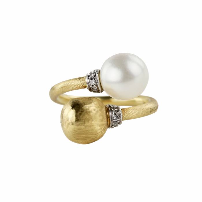 Marko Bičego. Oriģināls zelta gredzens ar pērli un dimantiem. 