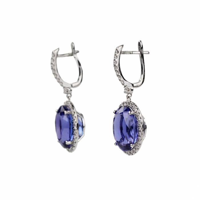Manuel Spinosa. Gold earrings with tanzanites and diamonds. 