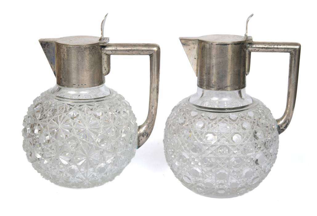Crystal decanters with silver finish (2 pcs.)