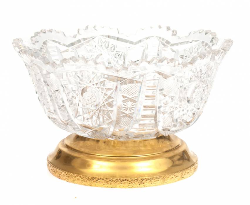 Coupe à fruits en cristal avec finition argentée 