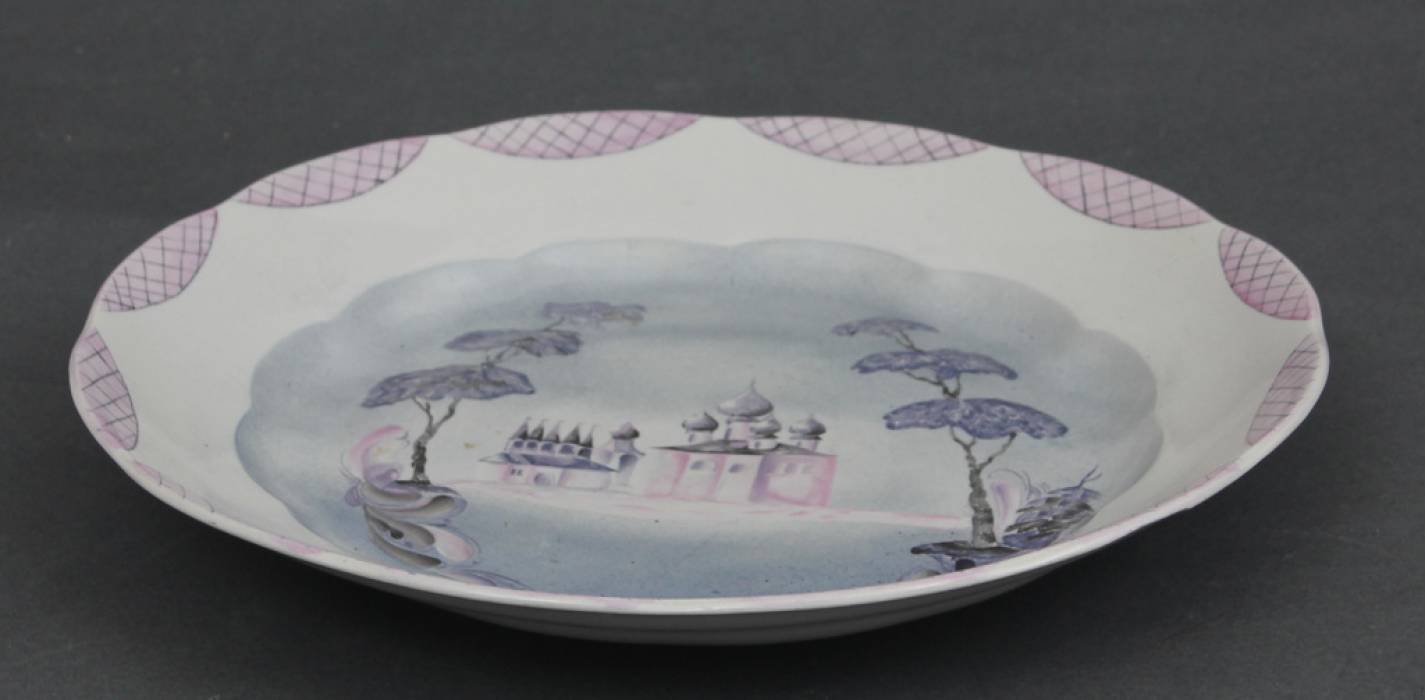Porcelain plate with church view
