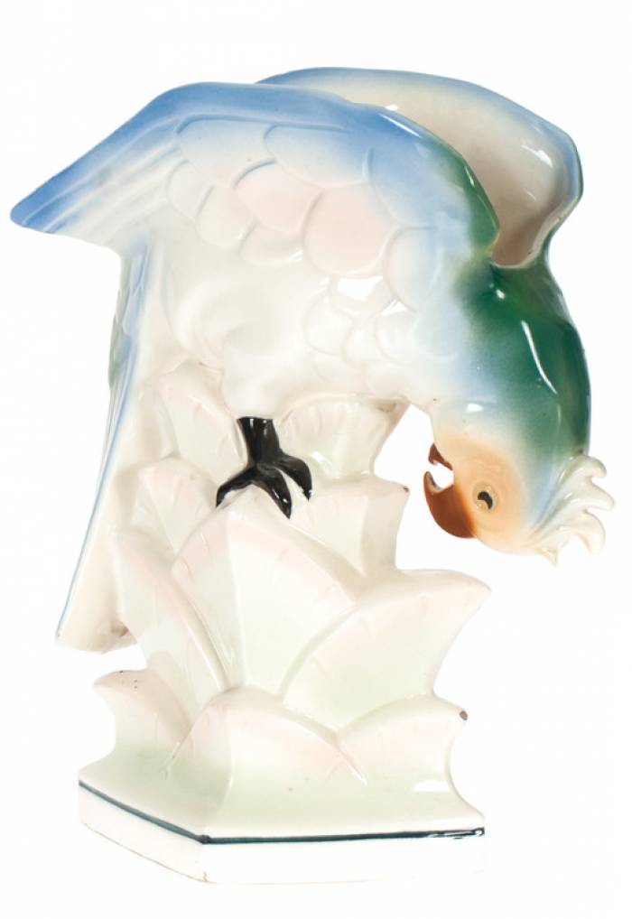 Figurine-vase en porcelaine Perroquet 