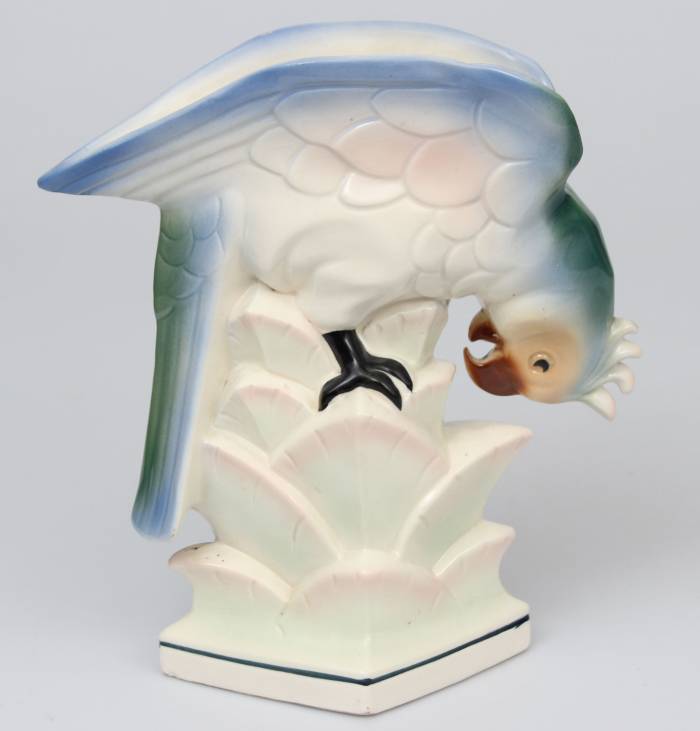 Figurine-vase en porcelaine Perroquet 