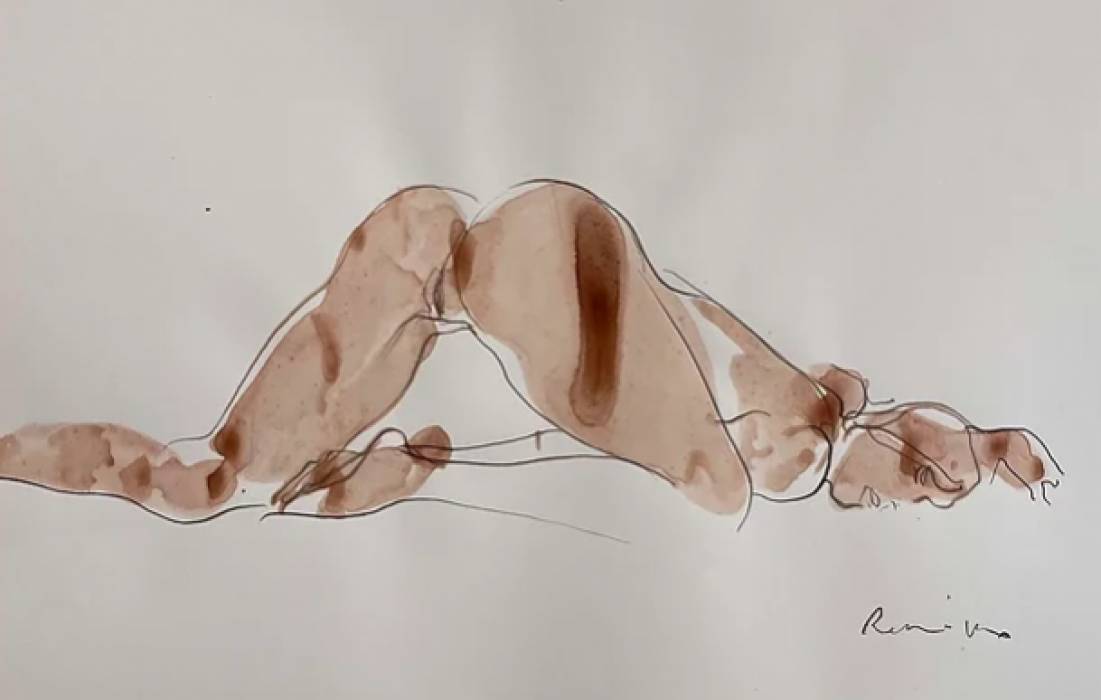 Serhiy Reznichenko, Watercolor Nude Sketch, 21st Century