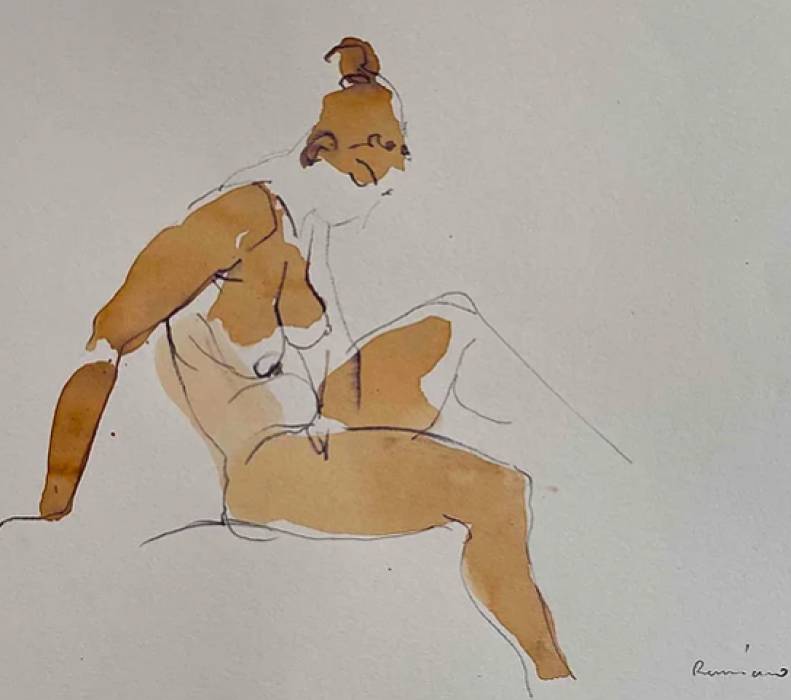 Serhiy Reznichenko, Watercolor Nude Sketch, 21st Century