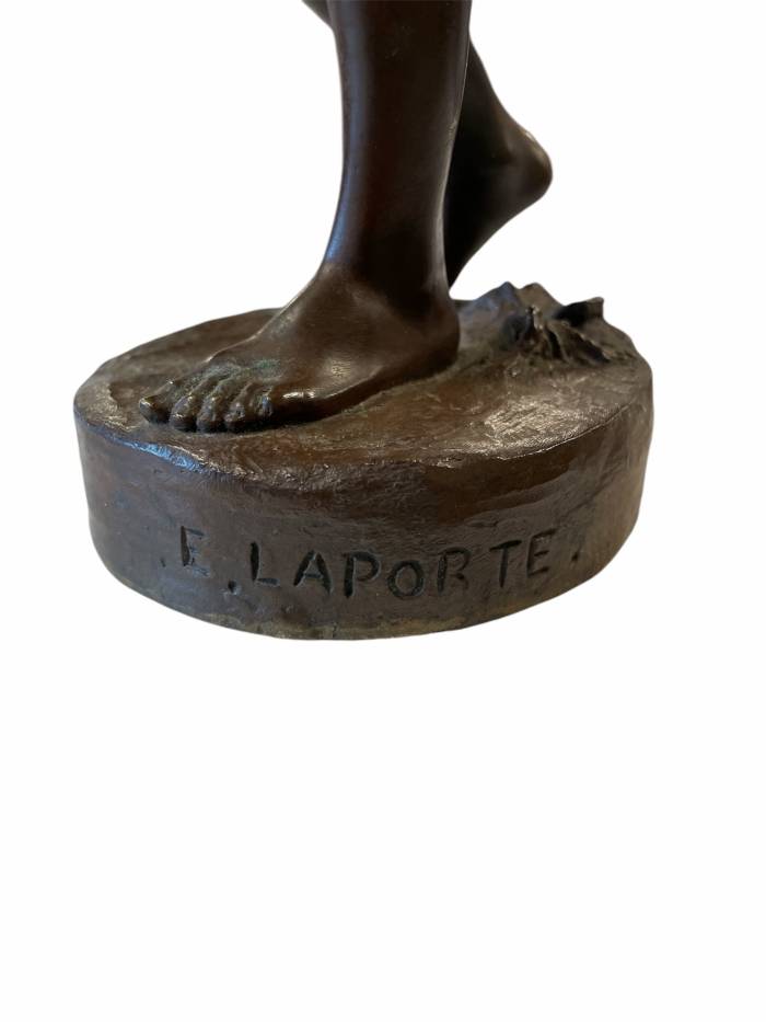 Emile Laporte (1858-1907) & Siot Paris Bronze Figure of a Boy with Cross