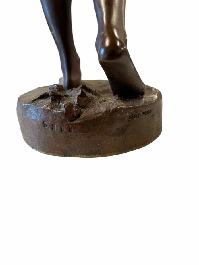 Emile Laporte (1858-1907) & Siot Paris Bronze Figure of a Boy with Cross