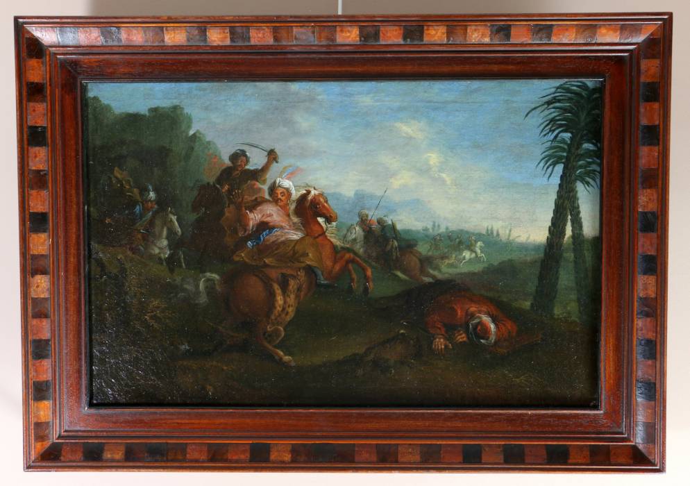 Džozefs Fransuā Parrocels (1704; 1781) Piedēvēts. Turcijas jātniekiem uzbrukuši tīģeri 