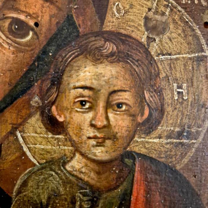 Virgin of Kazan, Russian Icon, Oil on Wood Panel, 19th century