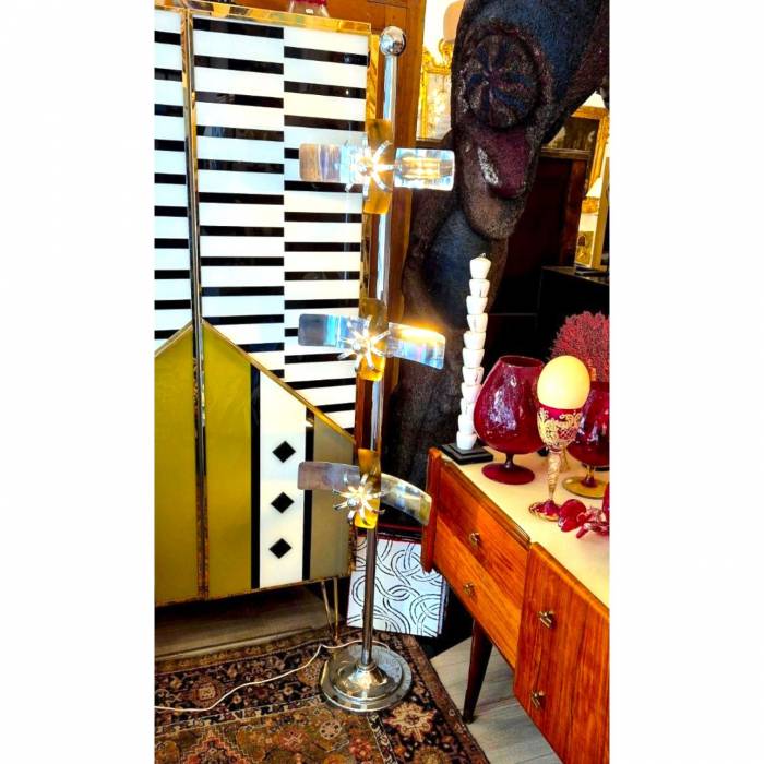 Rare Italian Space Age Floor Lamp with Floating Light Modules, 1970s