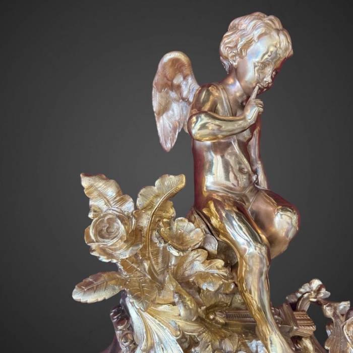 Pair Of Napoleon III Period Gilt Bronze Putti Andirons, 19th century