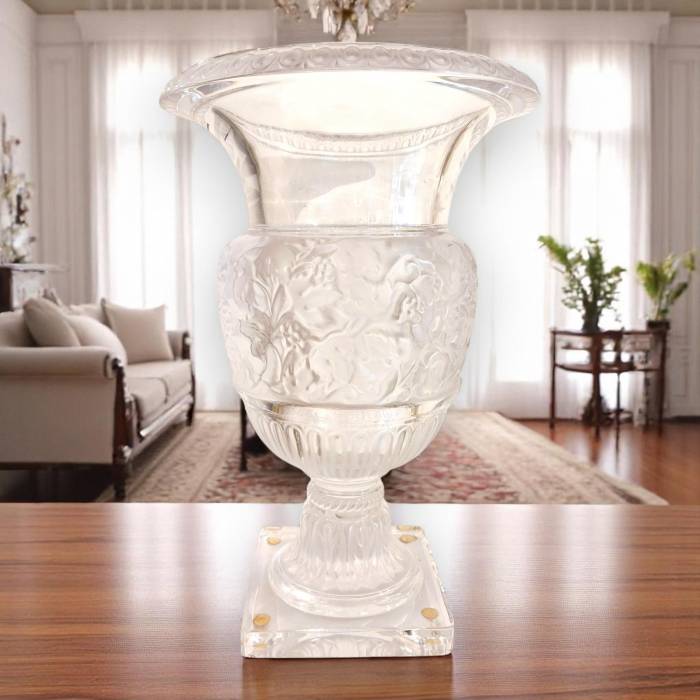 Lalique Versailles Vase in Clear Crystal — France, 1939 Design, Circa 1990