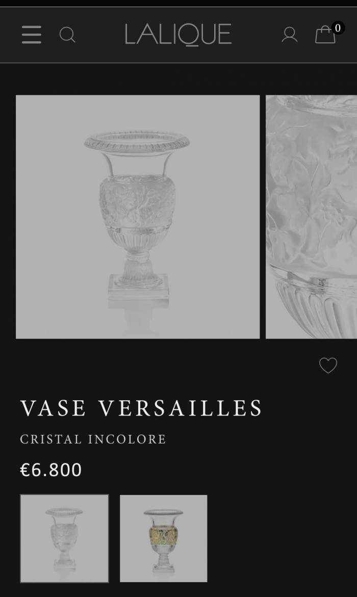 Lalique Versailles Vase in Clear Crystal — France, 1939 Design, Circa 1990