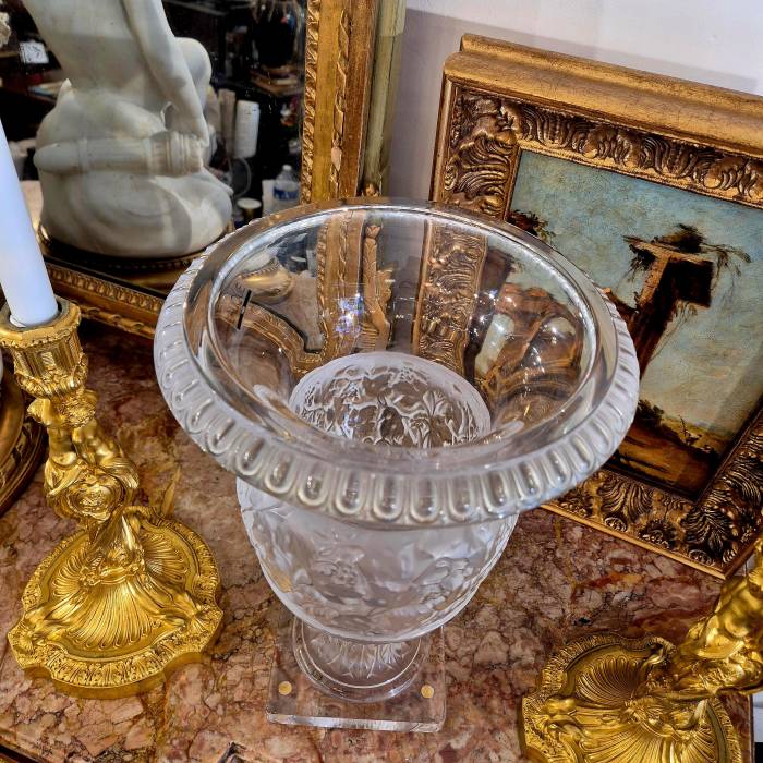 Lalique Versailles Vase in Clear Crystal — France, 1939 Design, Circa 1990
