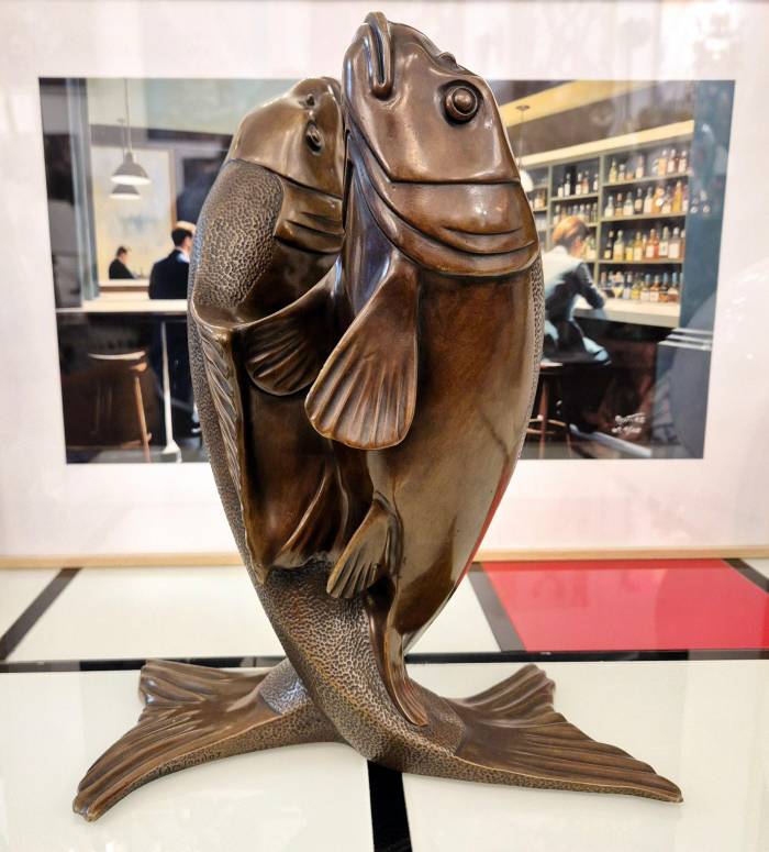 Edouard Marcel Sandoz, entwined carps, bronze, Susse Frères foundrymen, 1920