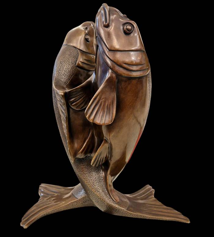 Edouard Marcel Sandoz, entwined carps, bronze, Susse Frères foundrymen, 1920
