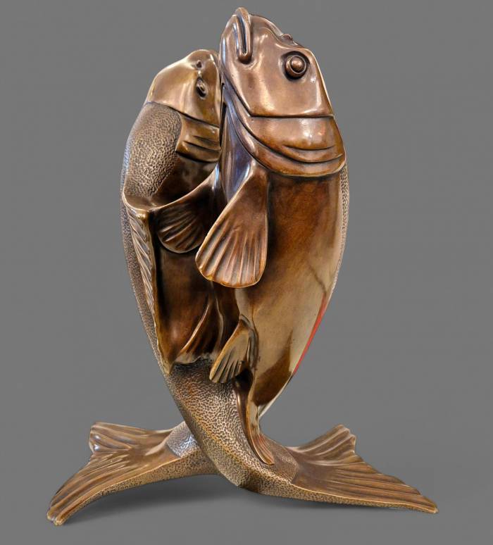 Edouard Marcel Sandoz, entwined carps, bronze, Susse Frères foundrymen, 1920