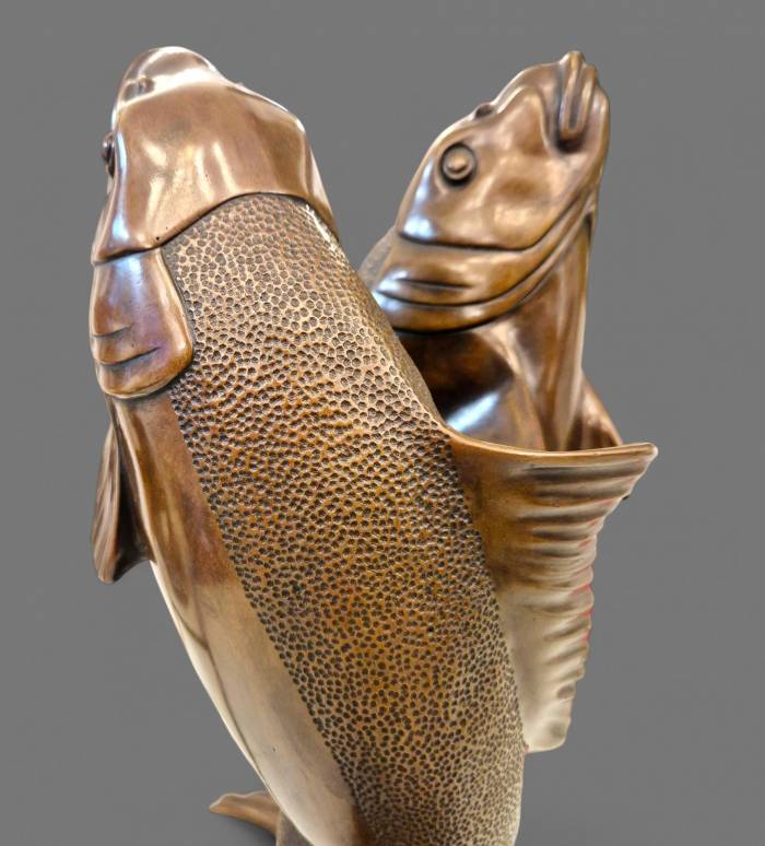 Edouard Marcel Sandoz, entwined carps, bronze, Susse Frères foundrymen, 1920