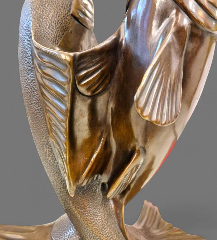 Edouard Marcel Sandoz, entwined carps, bronze, Susse Frères foundrymen, 1920