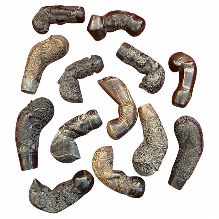 Collection of Kriss Handles, Java, Indonesia, Late 18th  Early 19th Century