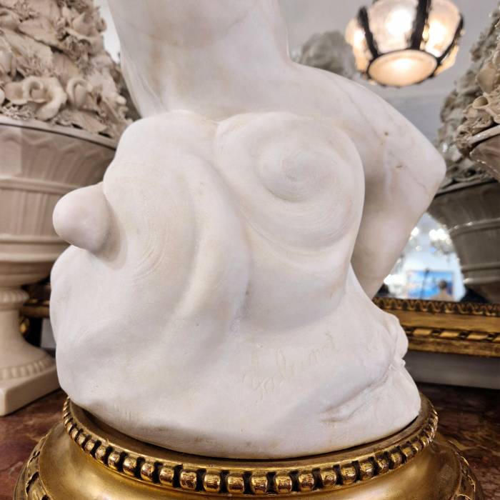 Carrara marble statue of Cupid, 19th century, after Étienne Maurice Falconet