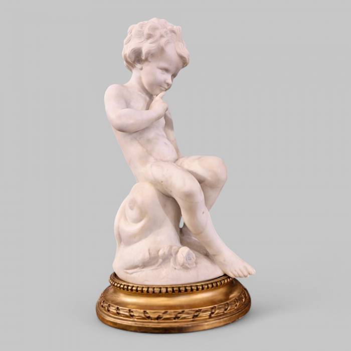 Carrara marble statue of Cupid, 19th century, after Étienne Maurice Falconet