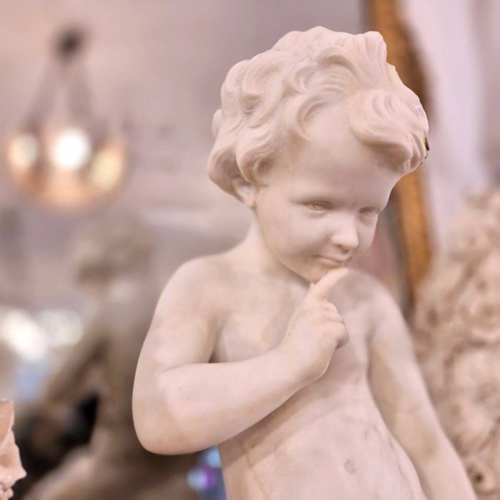 Carrara marble statue of Cupid, 19th century, after Étienne Maurice Falconet