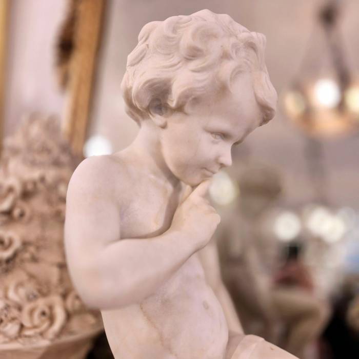 Carrara marble statue of Cupid, 19th century, after Étienne Maurice Falconet