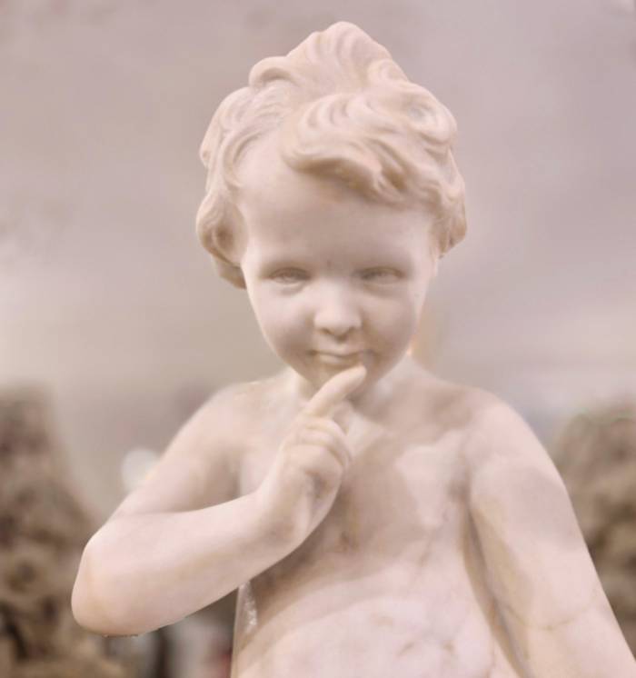 Carrara marble statue of Cupid, 19th century, after Étienne Maurice Falconet