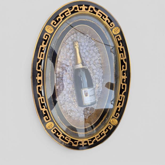 Maison ROMÉO champagne cooler, Wood and gilt bronze, circa 1970