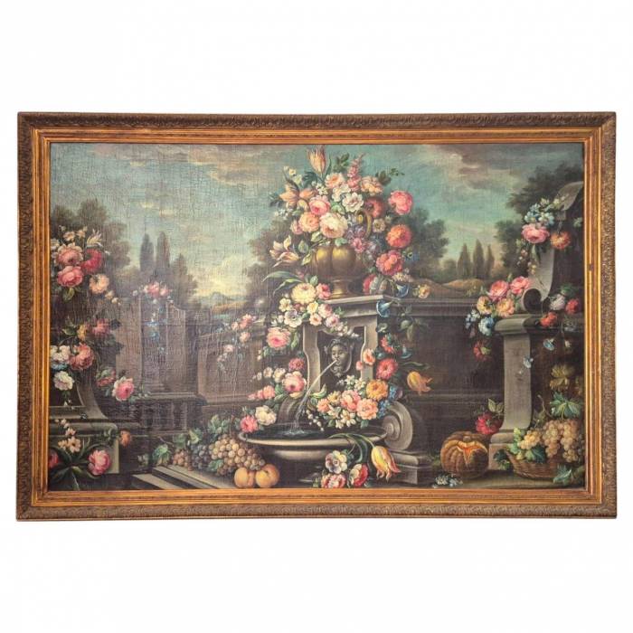 Large still life painting, Italian School, oil on canvas, 18th century