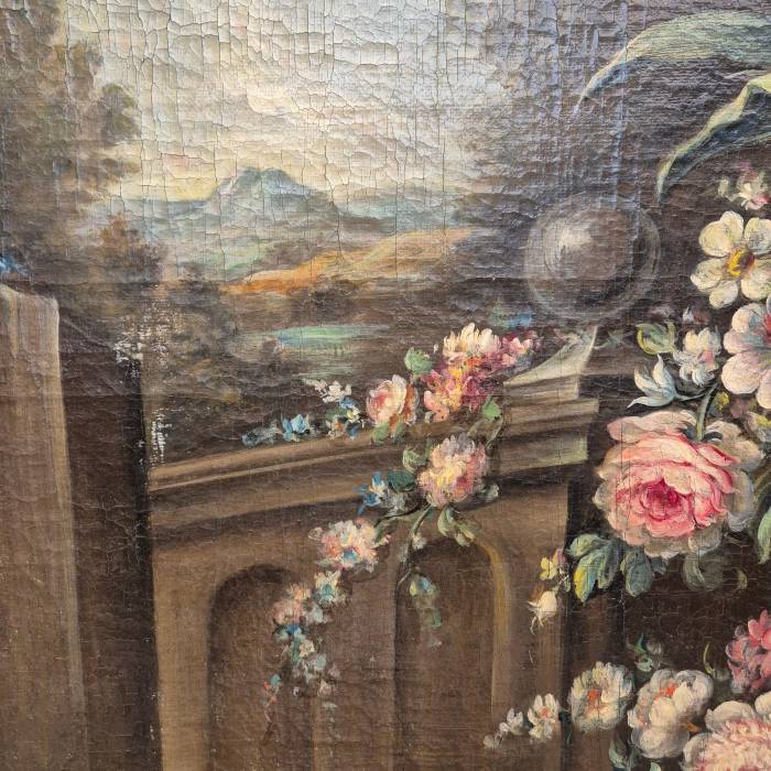 Large still life painting, Italian School, oil on canvas, 18th century