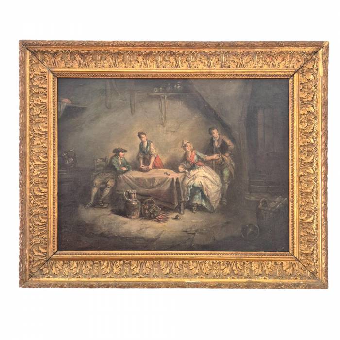 Daily scene of servants, oil on canvas, 19th century