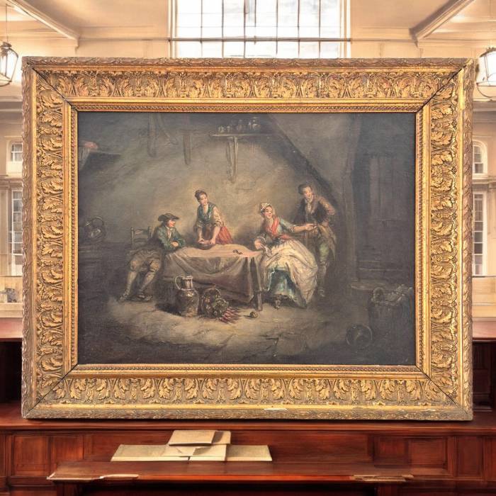 Daily scene of servants, oil on canvas, 19th century