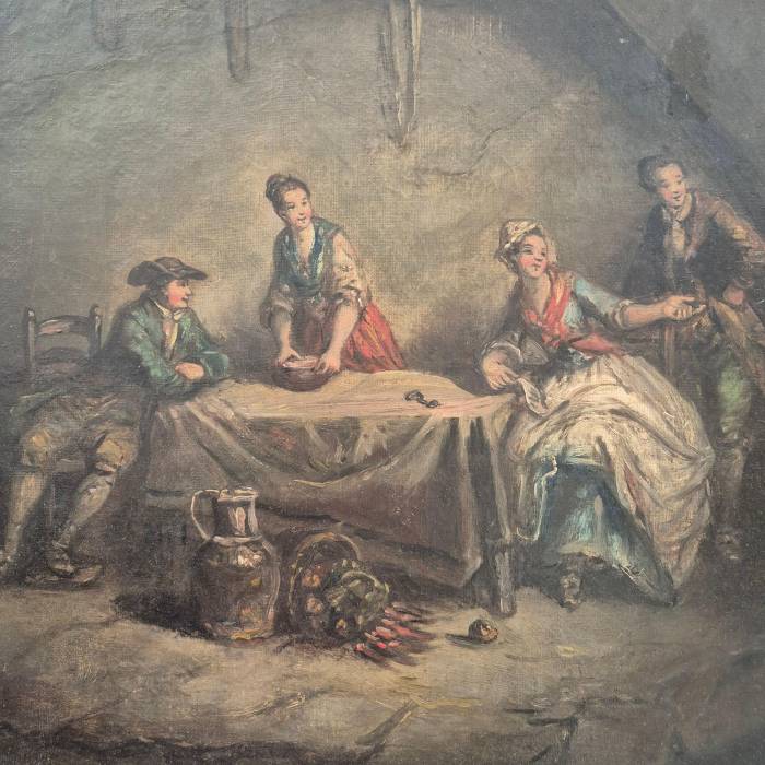 Daily scene of servants, oil on canvas, 19th century