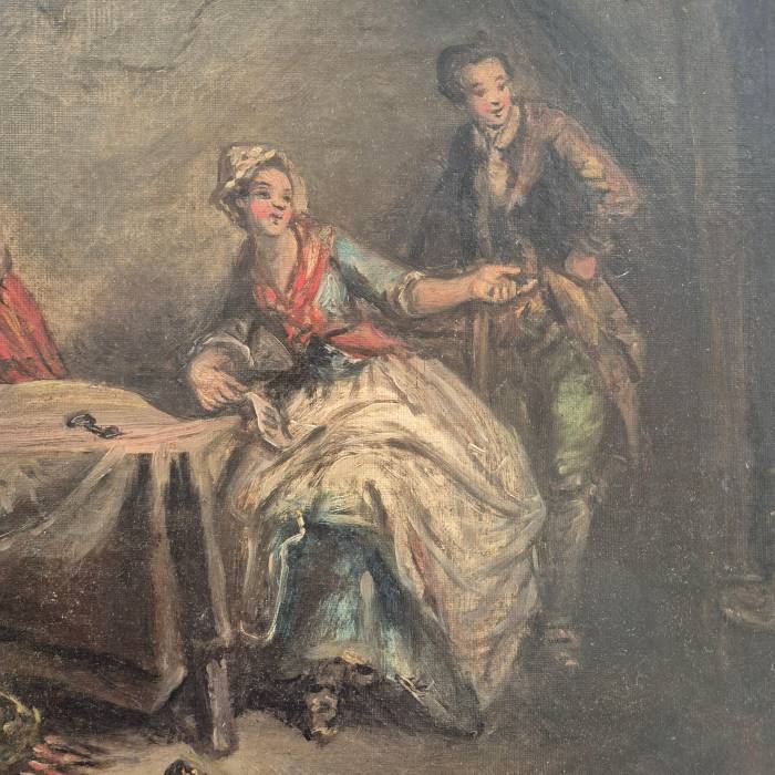 Daily scene of servants, oil on canvas, 19th century