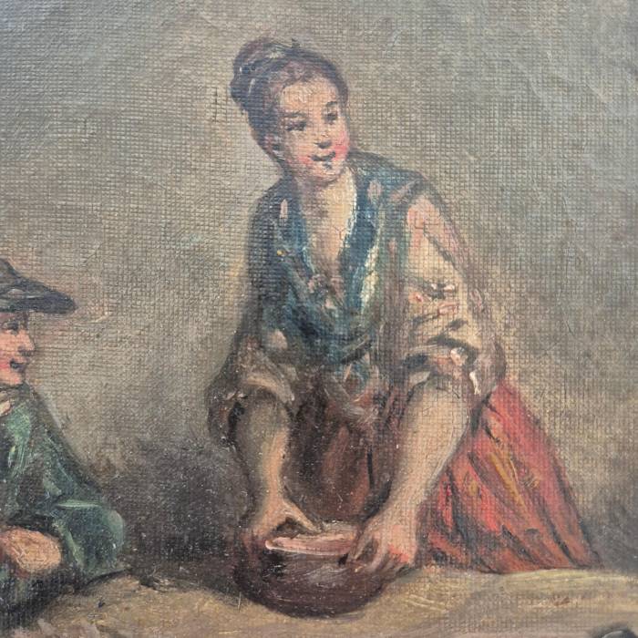 Daily scene of servants, oil on canvas, 19th century
