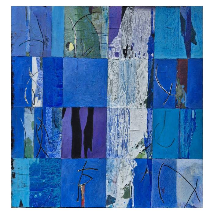 Jacques Lavigne, Sans titre, papier déchiré et acrylique sur toile, 2018
