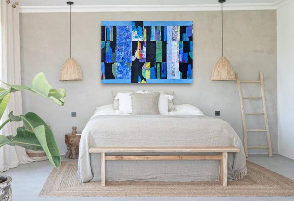 Jacques Lavigne, Sans titre, papier déchiré et acrylique sur toile, 2017