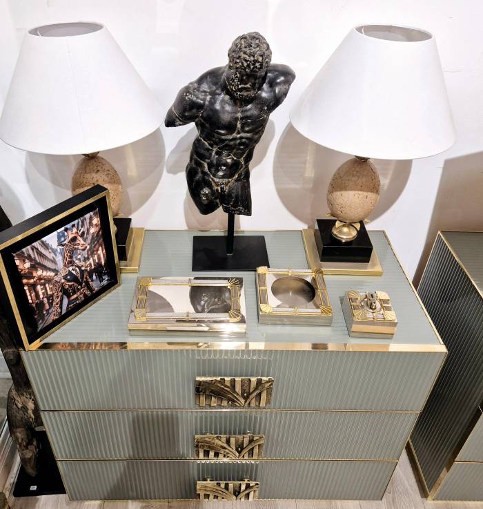Smoker`s set signed FRED, Force 10 collection, silver gilt metal & stee, 1960