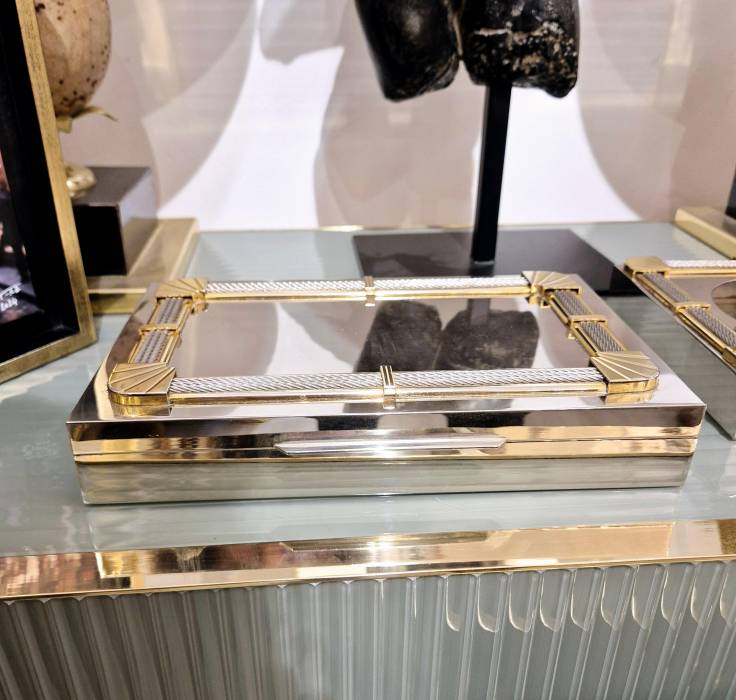 Smoker`s set signed FRED, Force 10 collection, silver gilt metal & stee, 1960