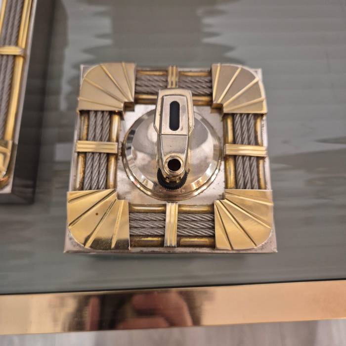 Smoker`s set signed FRED, Force 10 collection, silver gilt metal & stee, 1960