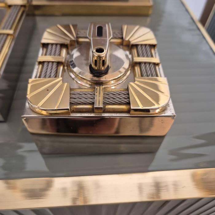 Smoker`s set signed FRED, Force 10 collection, silver gilt metal & stee, 1960