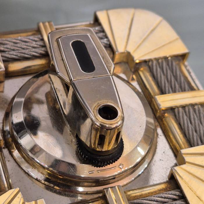 Smoker`s set signed FRED, Force 10 collection, silver gilt metal & stee, 1960