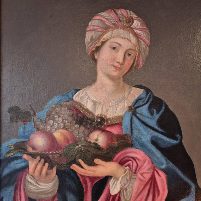 Sybille with turban and fruit bowl, Oil on canvas, 19th century
