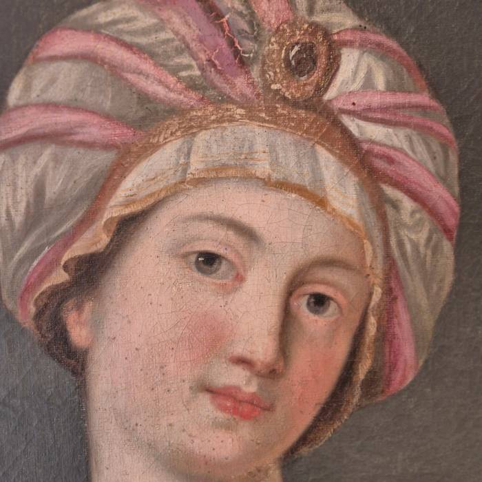 Sybille with turban and fruit bowl, Oil on canvas, 19th century