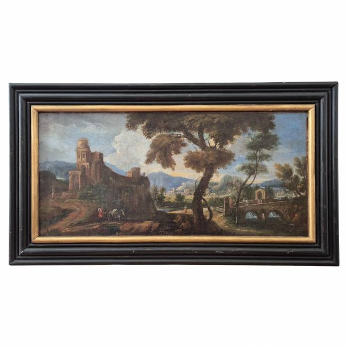 Italian landscape with ruins, Oil on canvas, 19th century