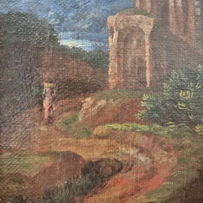 Italian landscape with ruins, Oil on canvas, 19th century