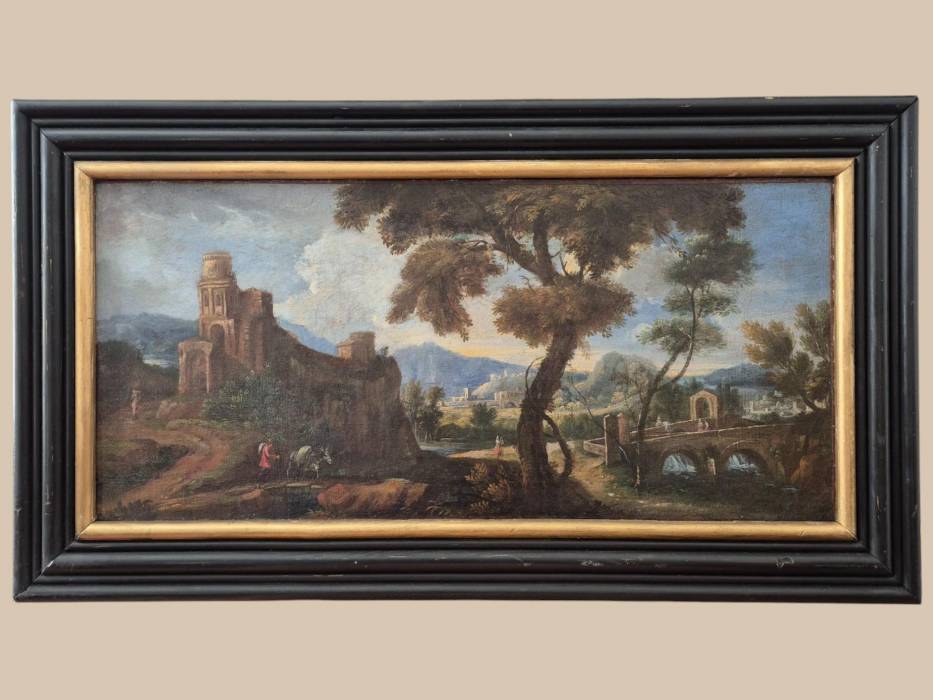 Italian landscape with ruins, Oil on canvas, 19th century