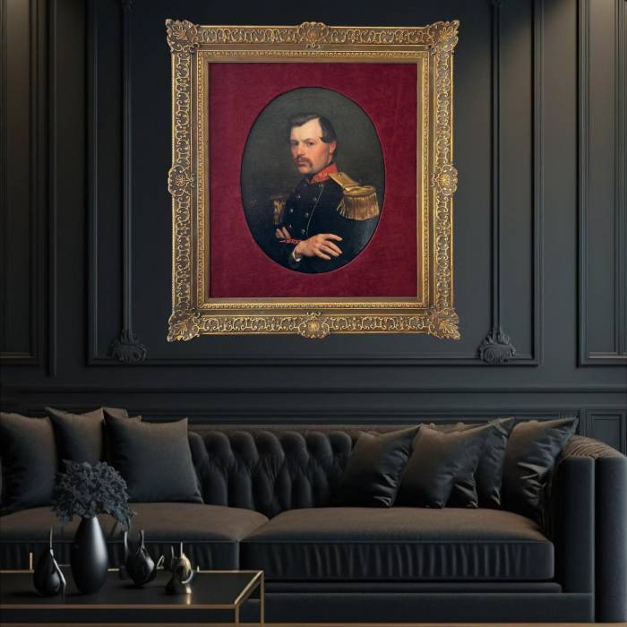 Portrait of an officer, signed Willem Geets, oil on canvas, 1867, 19th century